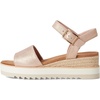 image:imageTOMS Womens Diana Wedge Heel Sandal Leather Upper RopeWrapped Midsole Adjustable Strap Buckle OrthoLite Insole  Adjustable Ankle Buckle Fit CloudBound Foam Comfort Lightweight Rope Midsole Textured EVA Outsole Wedge Sandals for WomenPale Rose Metallic Suede