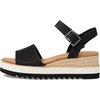 image:imageTOMS Womens Diana Wedge Heel Sandal Leather Upper RopeWrapped Midsole Adjustable Strap Buckle OrthoLite Insole  Adjustable Ankle Buckle Fit CloudBound Foam Comfort Lightweight Rope Midsole Textured EVA Outsole Wedge Sandals for WomenBlack Leather