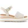 image:imageTOMS Womens Diana Wedge Heel Sandal Leather Upper RopeWrapped Midsole Adjustable Strap Buckle OrthoLite Insole  Adjustable Ankle Buckle Fit CloudBound Foam Comfort Lightweight Rope Midsole Textured EVA Outsole Wedge Sandals for WomenWhite Onyx Textured DenimFray