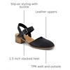image:imageTOMS Womens Jaclyn Block Heel Mary Jane Leather Upper Adjustable Strap and Buckle CloudBound Insole15 HeelBlack Leather
