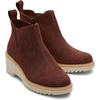 image:imageTOMS Womens Maude Wedge Boot Leather Upper OrthoLite Insole Side Zip LightweightChestnut Suede
