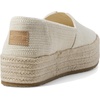 image:imageTOMS Womens Valencia Platform Espadrille Textile Upper OrthoLite Insole  AllDay Comfort Padded Heel Easy OnOff Lightweight Feel Closed Toe Summer Shoes Espadrilles for WomenNatural Undyed Metallic Linen Stripe