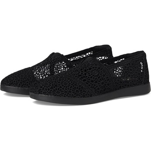 image:imageTOMS Womens Alpargata Plus Slip On Espadrille Textile Upper Relaxed Fit CloudBound Insole Stretchy Easy On and OffBlack Moroccan Crochet