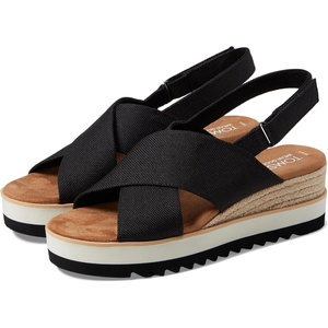 image:imageTOMS Womens Diana Crossover Platform SandalsBlack Heavy Canvas