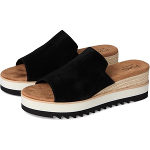 image:imageTOMS Womens Diana Mule Wedge Sandal  Slip On Leather Upper RopeWrapped Platform CloudBound InsolesBlack Suede
