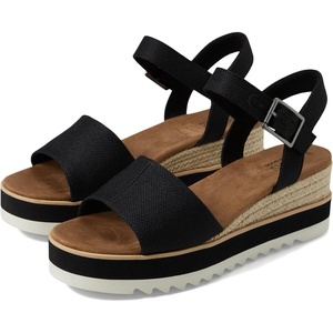 image:imageTOMS Womens Diana Wedge Heel Sandal Leather Upper RopeWrapped Midsole Adjustable Strap Buckle OrthoLite Insole  Adjustable Ankle Buckle Fit CloudBound Foam Comfort Lightweight Rope Midsole Textured EVA Outsole Wedge Sandals for WomenBlack Heavy Canvas