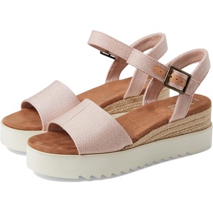 image:imageTOMS Womens Diana Wedge Heel Sandal Leather Upper RopeWrapped Midsole Adjustable Strap Buckle OrthoLite Insole  Adjustable Ankle Buckle Fit CloudBound Foam Comfort Lightweight Rope Midsole Textured EVA Outsole Wedge Sandals for WomenBallet Pink Melange Woven