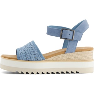 image:imageTOMS Womens Diana Wedge Heel Sandal Leather Upper RopeWrapped Midsole Adjustable Strap Buckle OrthoLite Insole  Adjustable Ankle Buckle Fit CloudBound Foam Comfort Lightweight Rope Midsole Textured EVA Outsole Wedge Sandals for WomenFaded Sky Denim Basket WeaveSuede