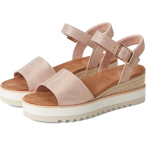 image:imageTOMS Womens Diana Wedge Heel Sandal Leather Upper RopeWrapped Midsole Adjustable Strap Buckle OrthoLite Insole  Adjustable Ankle Buckle Fit CloudBound Foam Comfort Lightweight Rope Midsole Textured EVA Outsole Wedge Sandals for WomenPale Rose Metallic Suede