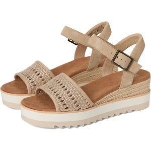 image:imageTOMS Womens Diana Wedge Heel Sandal Leather Upper RopeWrapped Midsole Adjustable Strap Buckle OrthoLite Insole  Adjustable Ankle Buckle Fit CloudBound Foam Comfort Lightweight Rope Midsole Textured EVA Outsole Wedge Sandals for WomenChampagne Metallic