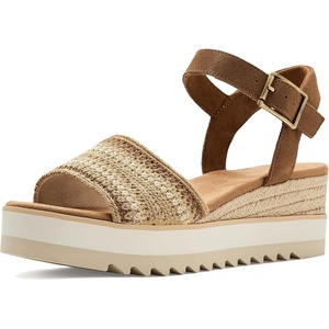 image:imageTOMS Womens Diana Wedge Heel Sandal Leather Upper RopeWrapped Midsole Adjustable Strap Buckle OrthoLite Insole  Adjustable Ankle Buckle Fit CloudBound Foam Comfort Lightweight Rope Midsole Textured EVA Outsole Wedge Sandals for WomenDark Beige