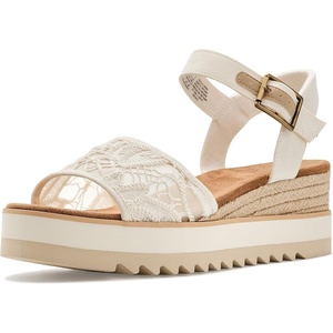 image:imageTOMS Womens Diana Wedge Heel Sandal Leather Upper RopeWrapped Midsole Adjustable Strap Buckle OrthoLite Insole  Adjustable Ankle Buckle Fit CloudBound Foam Comfort Lightweight Rope Midsole Textured EVA Outsole Wedge Sandals for WomenEgret Floral Crochet