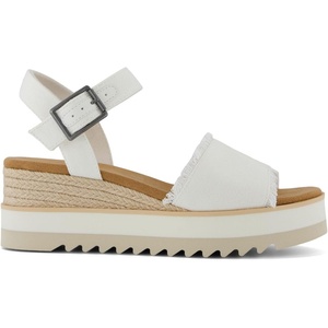 image:imageTOMS Womens Diana Wedge Heel Sandal Leather Upper RopeWrapped Midsole Adjustable Strap Buckle OrthoLite Insole  Adjustable Ankle Buckle Fit CloudBound Foam Comfort Lightweight Rope Midsole Textured EVA Outsole Wedge Sandals for WomenWhite CanvasFray