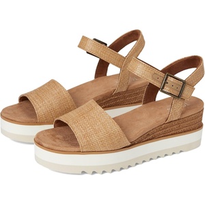 image:imageTOMS Womens Diana Wedge Heel Sandal Leather Upper RopeWrapped Midsole Adjustable Strap Buckle OrthoLite Insole  Adjustable Ankle Buckle Fit CloudBound Foam Comfort Lightweight Rope Midsole Textured EVA Outsole Wedge Sandals for WomenBrown Sugar Raffia