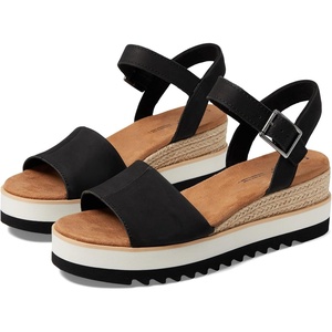 image:imageTOMS Womens Diana Wedge Heel Sandal Leather Upper RopeWrapped Midsole Adjustable Strap Buckle OrthoLite Insole  Adjustable Ankle Buckle Fit CloudBound Foam Comfort Lightweight Rope Midsole Textured EVA Outsole Wedge Sandals for WomenBlack 1