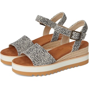 image:imageTOMS Womens Diana Wedge Sandal Leather Upper CloudBound InsoleMacadamia Mini Cheetah Suede