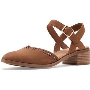 image:imageTOMS Womens Jaclyn Block Heel Mary Jane Leather Upper Adjustable Strap and Buckle CloudBound Insole15 HeelBrown Sugar Nubuck LeatherPerf