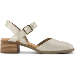 image:imageTOMS Womens Jaclyn Block Heel Mary Jane Leather Upper Adjustable Strap and Buckle CloudBound Insole15 HeelChampagne Metallic Suede