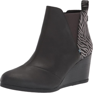 image:imageTOMS Womens Kelsey Ankle BootBlack LeatherZebra Shimmer