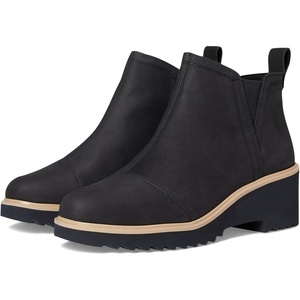 image:imageTOMS Womens Maude Wedge Boot Leather Upper OrthoLite Insole Side Zip LightweightBlack Leather