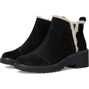 image:imageTOMS Womens Maude Wedge Boot Leather Upper OrthoLite Insole Side Zip LightweightBlackBlack SuedeFaux Fur