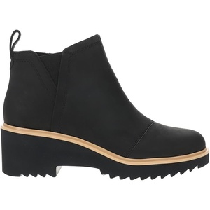 image:imageTOMS Womens Maude Wedge Boot Leather Upper OrthoLite Insole Side Zip LightweightBlk Lthr
