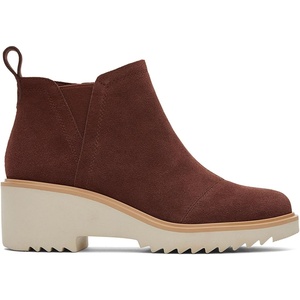 image:imageTOMS Womens Maude Wedge Boot Leather Upper OrthoLite Insole Side Zip LightweightChestnut Suede