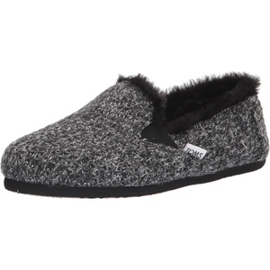 image:imageTOMS Womens Redondo Loafer Flat Textile UpperBlack Sweater Knit With Faux Fur