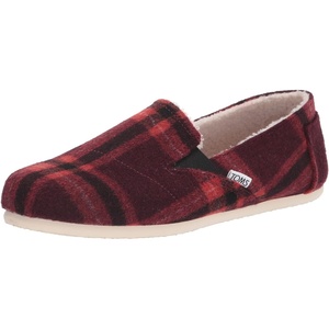 image:imageTOMS Womens Redondo Loafer Flat Textile UpperRed Plaid With Faux Shearling