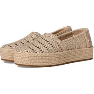 image:imageTOMS Womens Valencia Platform Espadrille Textile Upper OrthoLite Insole  AllDay Comfort Padded Heel Easy OnOff Lightweight Feel Closed Toe Summer Shoes Espadrilles for WomenChampagne Metallic Basket Weave